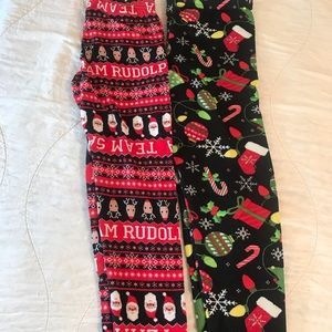 2 pair Christmas leggings